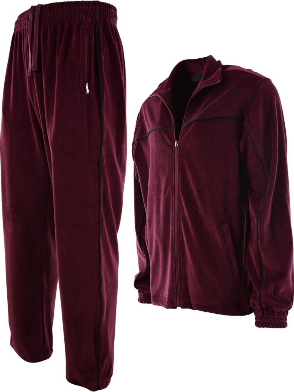 Stylish Men's Velour Tracksuit with Zippered Pockets - Comfortable & Trendy
